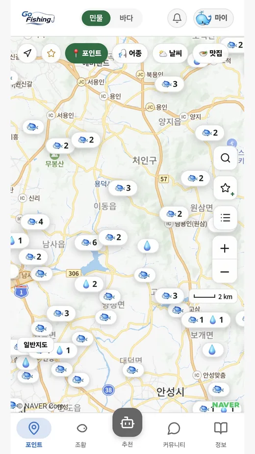 전국 낚시 포인트 지도
